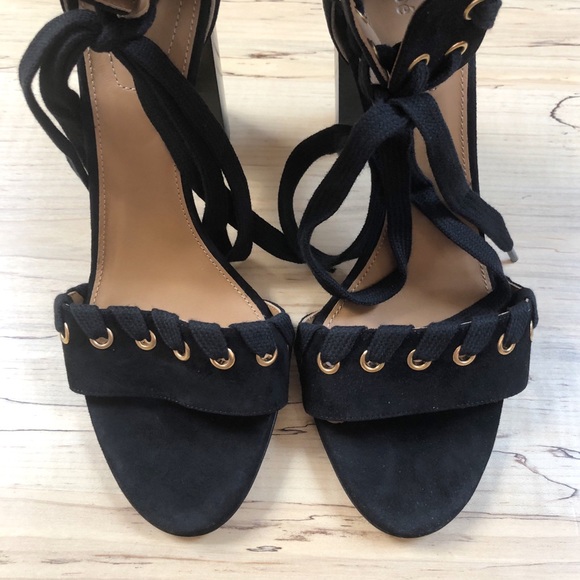 NIB Chloe Miles 38.5/ 8.5 Black Suede Ankle-Tie Lace up Sandals - Picture 8 of 10